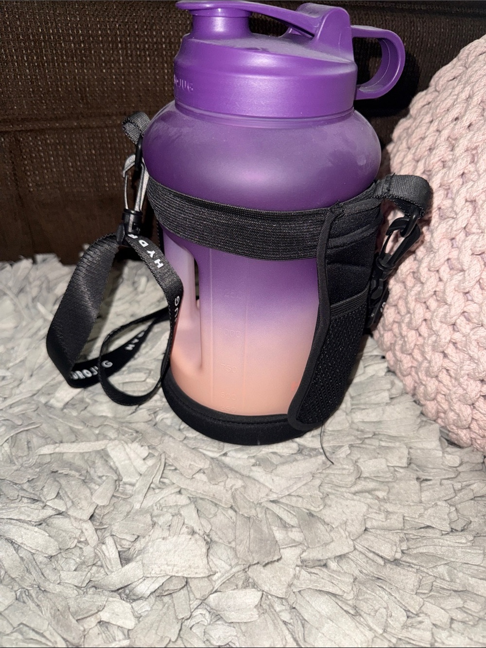 HydroJug Purple to Peach Ombre Bottle with Black Carry Harness
